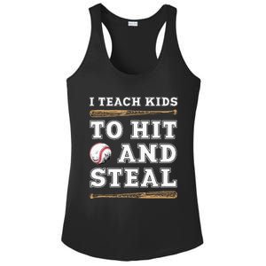 I Teach Kids To Hit And Steal Funny Baseball Coach Ladies PosiCharge Competitor Racerback Tank