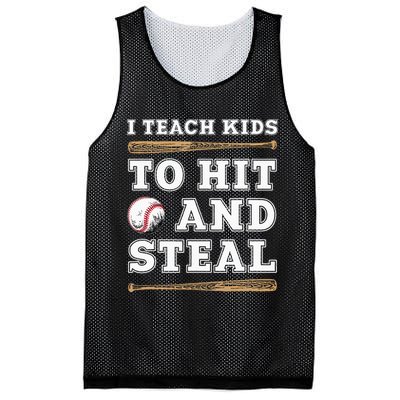 I Teach Kids To Hit And Steal Funny Baseball Coach Mesh Reversible Basketball Jersey Tank