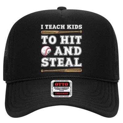 I Teach Kids To Hit And Steal Funny Baseball Coach Hat