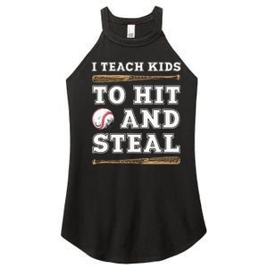 I Teach Kids To Hit And Steal Funny Baseball Coach Women's Perfect Tri Rocker Tank