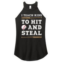 I Teach Kids To Hit And Steal Funny Baseball Coach Women's Perfect Tri Rocker Tank