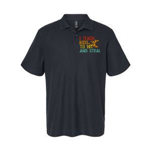 I Teach Kids To Hit And Steal Quote Funny Baseball Coach Softstyle Adult Sport Polo