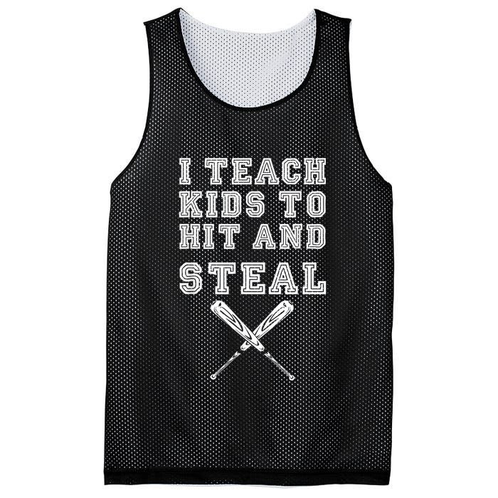 I Teach Ki Ds To Hit And Steal Baseball Coach Mesh Reversible Basketball Jersey Tank