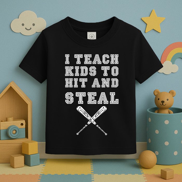 I Teach Ki Ds To Hit And Steal Baseball Coach Toddler T-Shirt