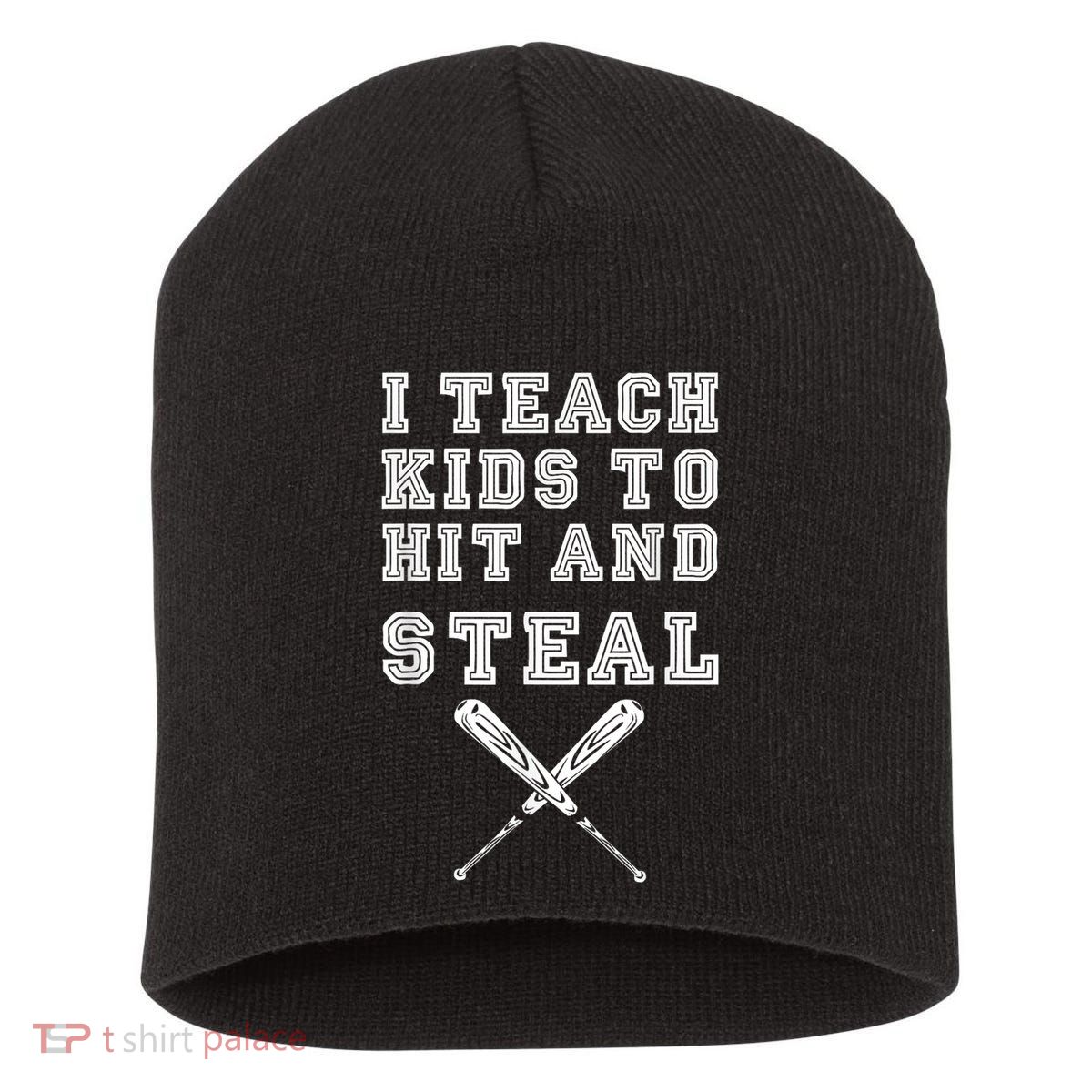 I Teach Ki Ds To Hit And Steal Baseball Coach Short Acrylic Beanie