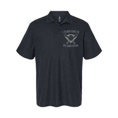 I Teach K Ids To Hit And Steal | Baseball Coach Softstyle Adult Sport Polo