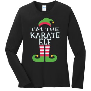 Im The Karate Elf Family Matching Christmas Pajama Ladies Long Sleeve Shirt