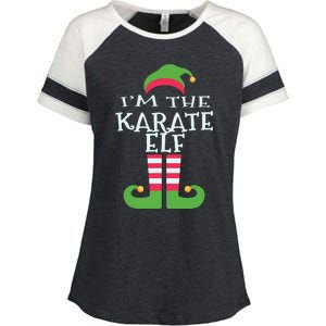 Im The Karate Elf Family Matching Christmas Pajama Enza Ladies Jersey Colorblock Tee