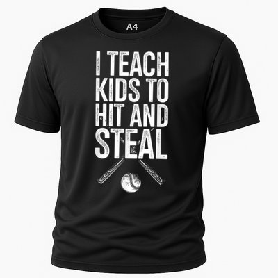 I Teach Ki Ds To Hit And Steal Baseball Coaches Gift Baseball Performance Shirt