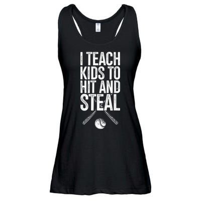 I Teach Ki Ds To Hit And Steal Baseball Coaches Gift Baseball Ladies Essential Flowy Tank