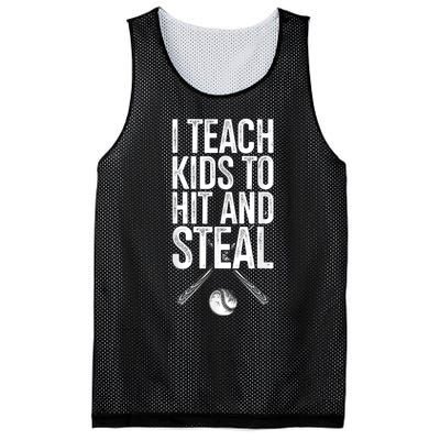 I Teach Ki Ds To Hit And Steal Baseball Coaches Gift Baseball Mesh Reversible Basketball Jersey Tank