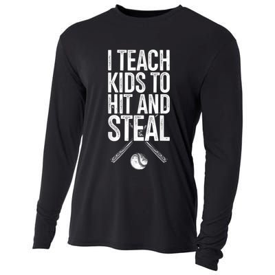 I Teach Ki Ds To Hit And Steal Baseball Coaches Gift Baseball Cooling Performance Long Sleeve Crew