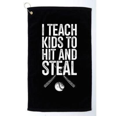 I Teach Ki Ds To Hit And Steal Baseball Coaches Gift Baseball Golf Towel