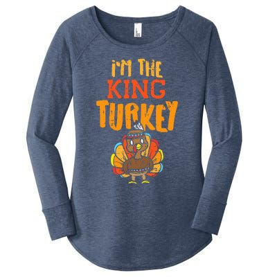 Im The King Turkey Matching Thanksgiving Family Dad Grandpa Women's Perfect Tri Tunic Long Sleeve Shirt