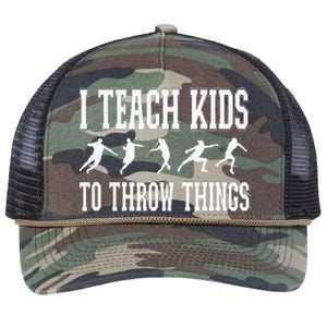 I Teach Kids To Throw Things Track & Field Coach Retro Rope Trucker Hat Cap