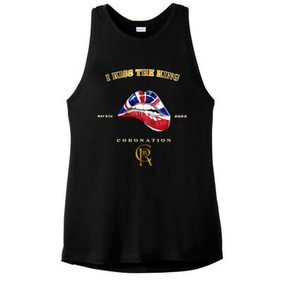 I The King Gift Biting Lips Union Jack Coronation Novelty Gift Ladies PosiCharge Tri-Blend Wicking Tank