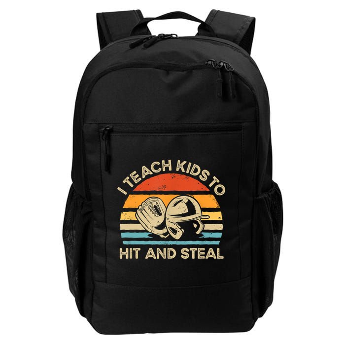 I Teach Kids To Hit And Steal Funny Retro Vintage Baseball Backpack