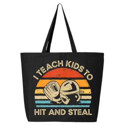 I Teach Kids To Hit And Steal Funny Retro Vintage Baseball 25L Jumbo Tote