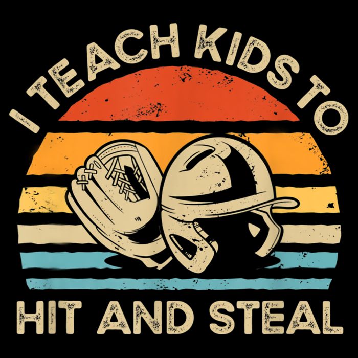I Teach Kids To Hit And Steal Funny Retro Vintage Baseball Baby Bodysuit