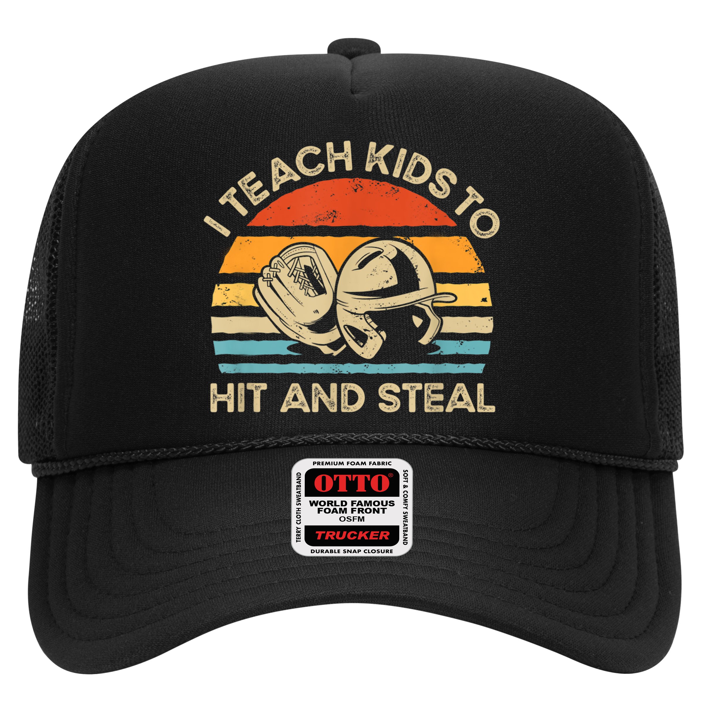 I Teach Kids To Hit And Steal Funny Retro Vintage Baseball Hat