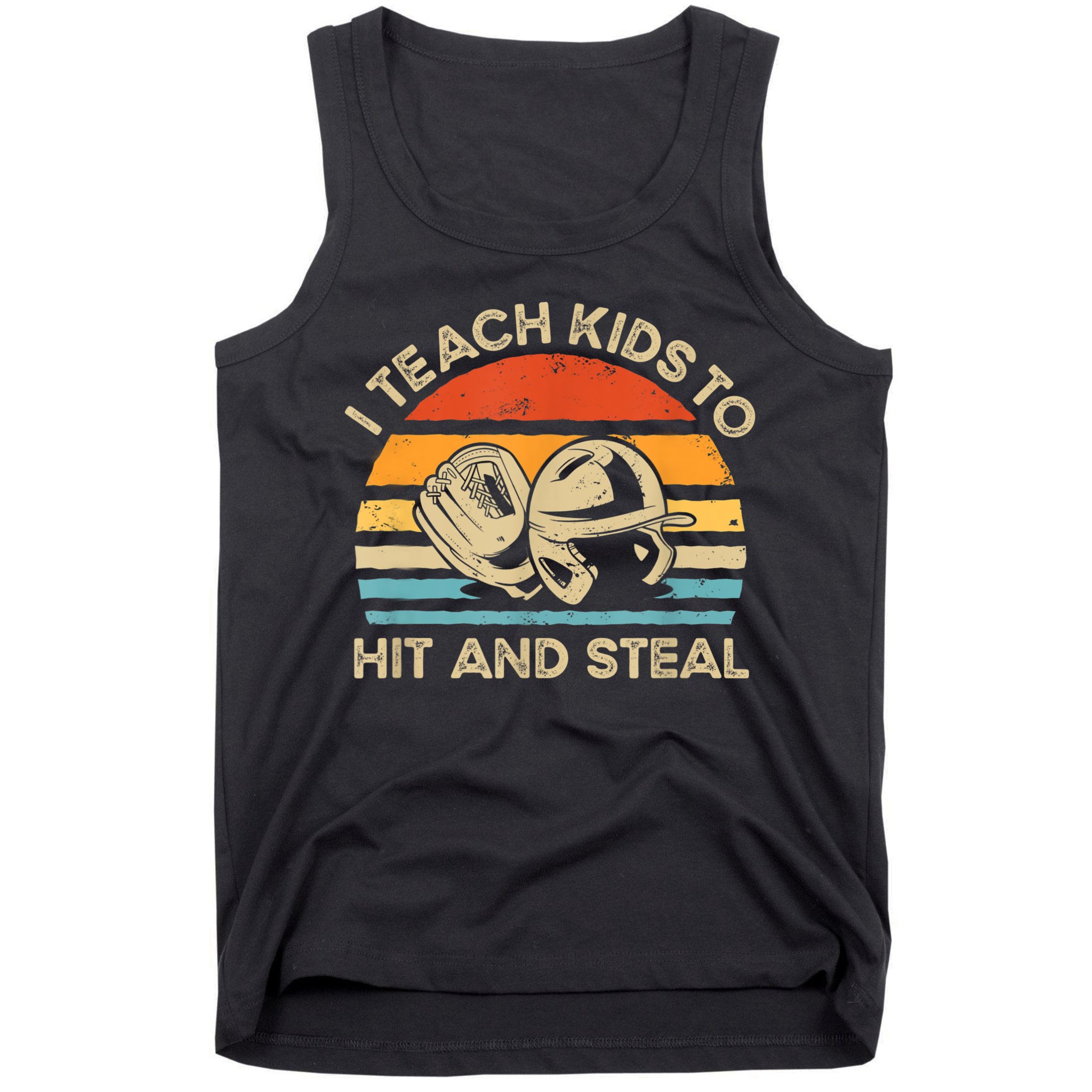 I Teach Kids To Hit And Steal Funny Retro Vintage Baseball Tank Top