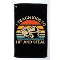 I Teach Kids To Hit And Steal Funny Retro Vintage Baseball Golf Towel