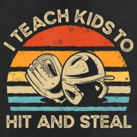 I Teach Kids To Hit And Steal Funny Retro Vintage Baseball Golf Towel