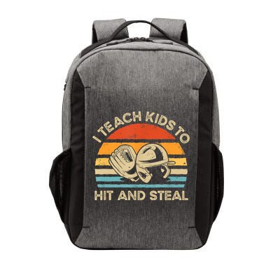 I Teach Kids To Hit And Steal Funny Retro Vintage Baseball Vector Backpack