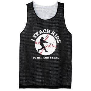 I Teach Kids To Hit And Steal Baseball Gift For Player Sport Team Mesh Reversible Basketball Jersey Tank