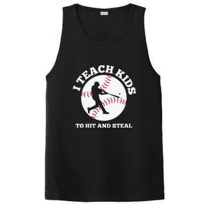 I Teach Kids To Hit And Steal Baseball Gift For Player Sport Team PosiCharge Competitor Tank