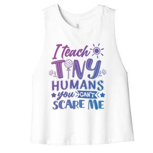 I Teach Kinder Kindergarten Teacher Team Cute Gift Women's Racerback Cropped Tank