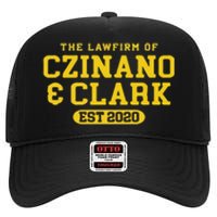 Iowa The Lawfirm Of Czinado Clark Black High Crown Mesh Back Trucker Hat