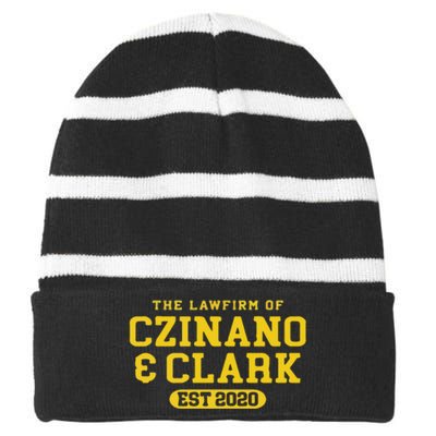 Iowa The Lawfirm Of Czinado Clark Black Striped Beanie with Solid Band