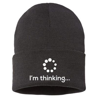 Im Thinking Loading Processing Buffering Humor Fun Sustainable Knit Beanie