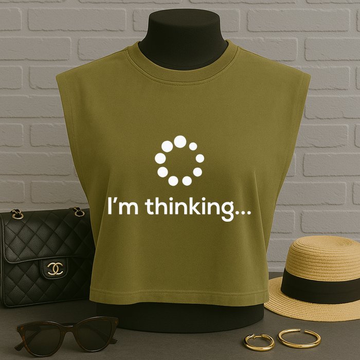Im Thinking Loading Processing Buffering Humor Fun Garment-Dyed Women's Muscle Tee
