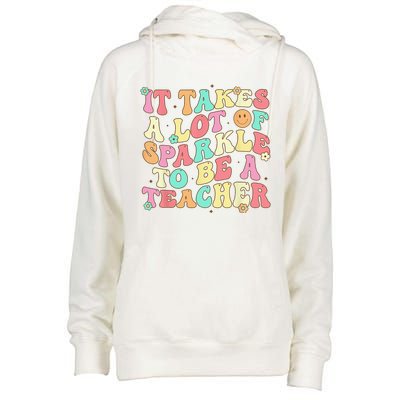 It Takes Lots Of Sparkle To Be A Teacher Retro Teacher Womens Funnel Neck Pullover Hood