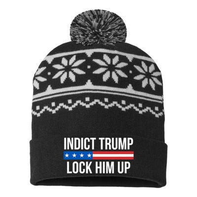 Indict Trump Lock Him Up USA-Made Snowflake Beanie