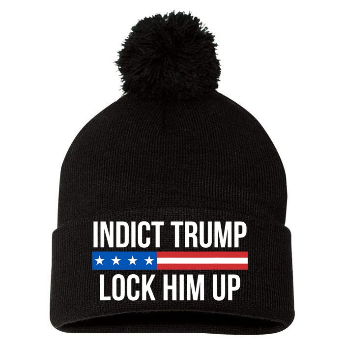 Indict Trump Lock Him Up Pom Pom 12in Knit Beanie