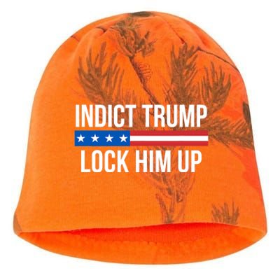 Indict Trump Lock Him Up Kati - Camo Knit Beanie