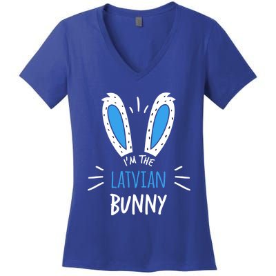 I'm The Latvian Bunny Ears Latvia Easter Sunday Great Gift Women's V-Neck T-Shirt