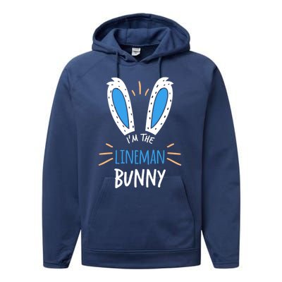 I'm The Line Bunny Ears Electrician Easter Sunday Gift Performance Fleece Hoodie