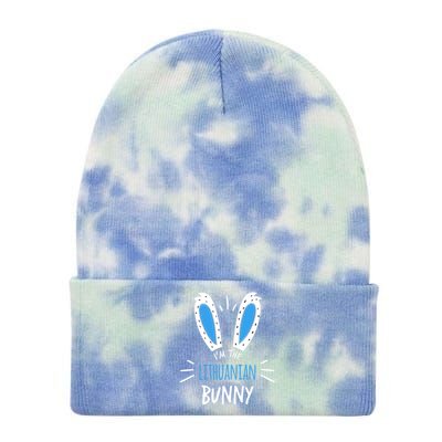 I'm The Lithuanian Bunny Ears Lithuania Easter Sunday Gift Tie Dye 12in Knit Beanie