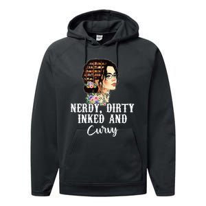 Inked Tattoo Lover Nerdy Dirty And Curvy Tattooed Performance Fleece Hoodie