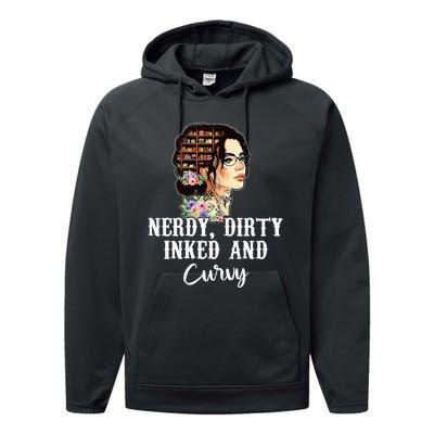 Inked Tattoo Lover Nerdy Dirty And Curvy Tattooed Performance Fleece Hoodie