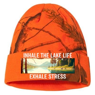 Inhale The Lake Life Exhale Stress Nature Outdoors Lover Gift Kati Licensed 12" Camo Beanie