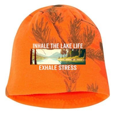 Inhale The Lake Life Exhale Stress Nature Outdoors Lover Gift Kati - Camo Knit Beanie