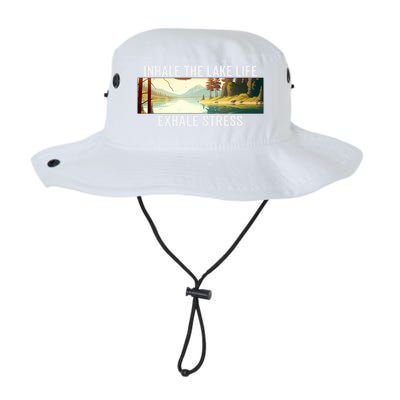 Inhale The Lake Life Exhale Stress Nature Outdoors Lover Gift Legacy Cool Fit Booney Bucket Hat