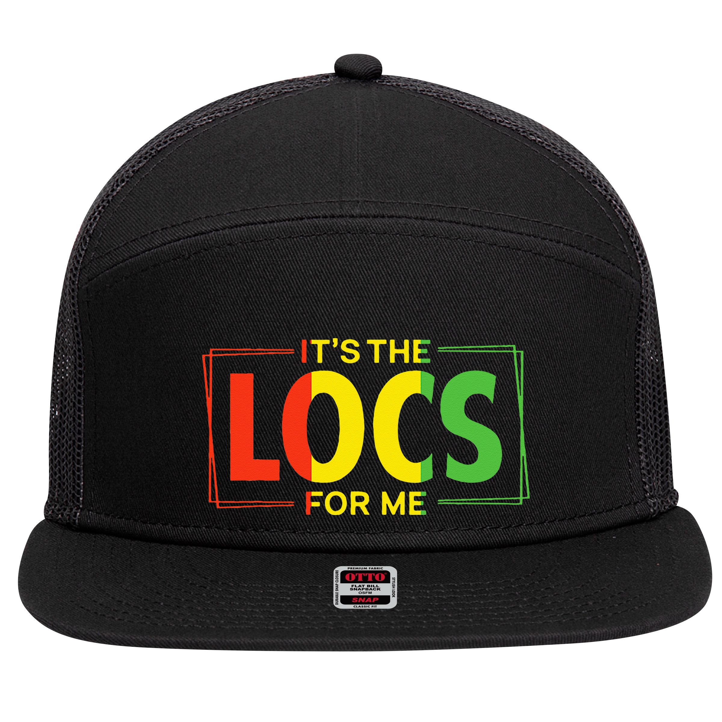 It's the Locs For Me Afro Hair Black American African 7 Panel Mesh Trucker Snapback Hat