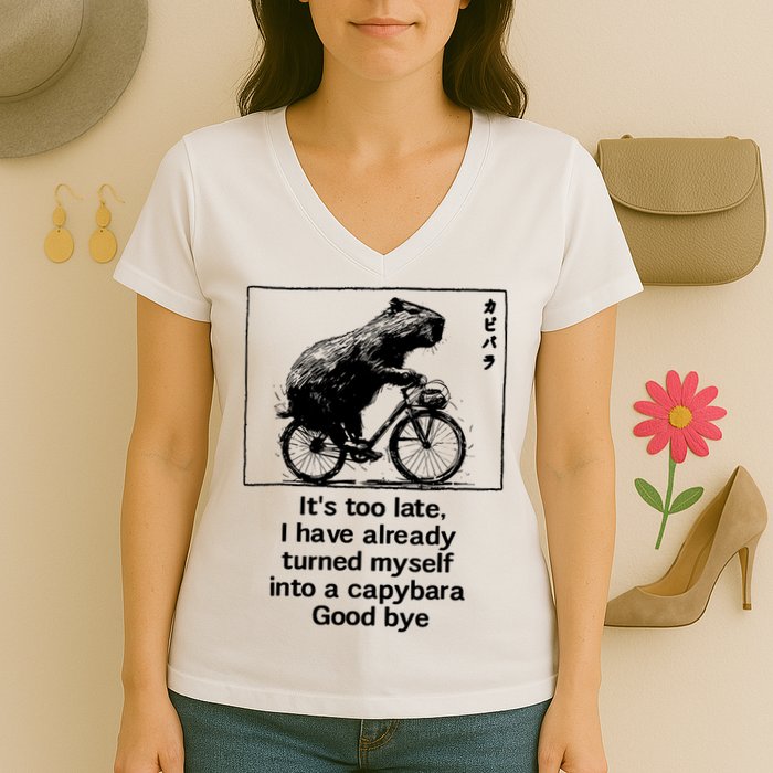 ItS Too Late I Have Already Turned Myself Into A Capybara Women's V-Neck T-Shirt