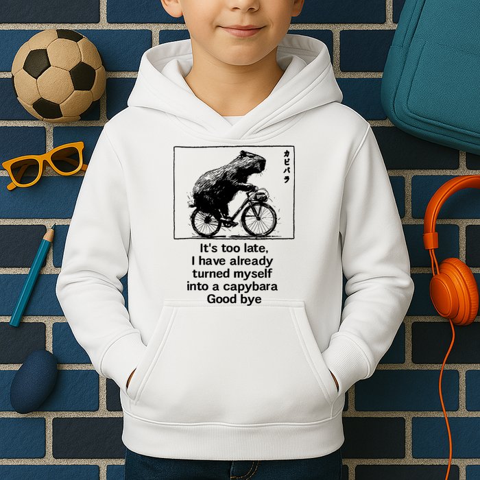 ItS Too Late I Have Already Turned Myself Into A Capybara Kids Hoodie